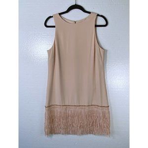 Tahari Size 10 Nude Pink Tassel Fringe Shift Dress